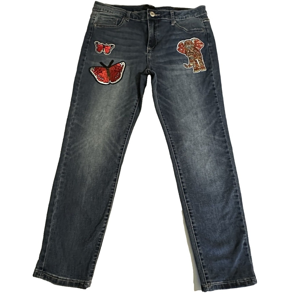 Buffalo‎ David Bitton Cassy Skinny Ankle Jeans Women's Denim Butterfly Elephant